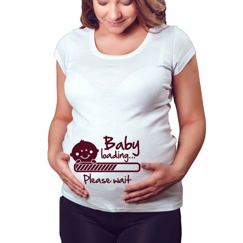 2020 Brand New Women Pregnancy Clothes Baby Now Loading Pls Wait Maternity T Shirt Summer Short Sleeve Pregnant T-shirts