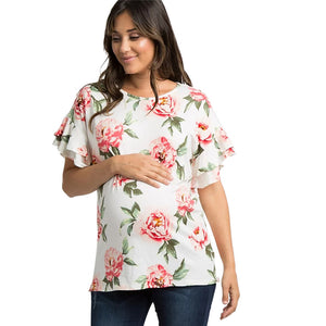 TELOTUNY Women's Pregnant Fashion Short Sleeve Maternity Flower Pregnancy Clothes Short T-shirt ropa premama embarazadas G506 18