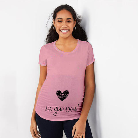 See You Soon 2020 Summer Tees Women T-shirts Slim Maternity Funny Letter Tops O-Neck Pregnancy T Shirts for Pregnant Women