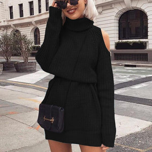 Autumn and winter women's pregnant women high collar off-shoulder knit sweater dress pregnancy slim long sweater knit pullover