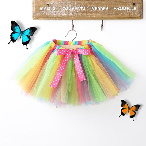 Fashion Baby Kids Skirts 0-8Y Kids Baby Girls' Bowknot RAINBOW Tutu Dancing Skirt Princess Party Colorful Clothing