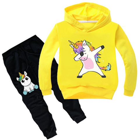 Baby Boys Girls Unicorn Sport Clothing Set Boy Sets Hoody Sweatershirt Pants Toddler Kids Clothes Children Causal Thin Tracksuit