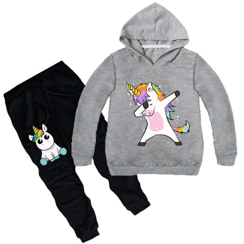 Baby Boys Girls Unicorn Sport Clothing Set Boy Sets Hoody Sweatershirt Pants Toddler Kids Clothes Children Causal Thin Tracksuit