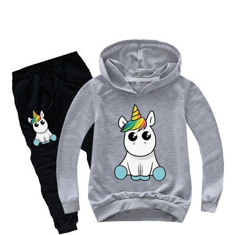 Baby Boys Girls Unicorn Sport Clothing Set Boy Sets Hoody Sweatershirt Pants Toddler Kids Clothes Children Causal Thin Tracksuit