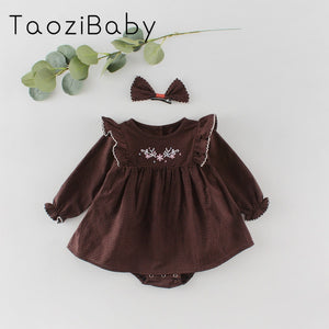 2020 Spring Baby Girl Bodysuits Girls' Baby Plaid Long Sleeve Triangle Bodysuit And Skirt Creeper Little Girls Clothing