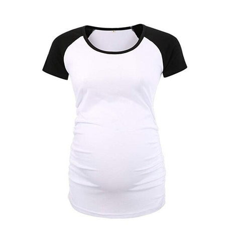 Women's Maternity T-shirt Short Sleeve Flower Printing Patchwork Striped Pregnant Tshirt Blouses Summer Women Pregnancy Tops Tee