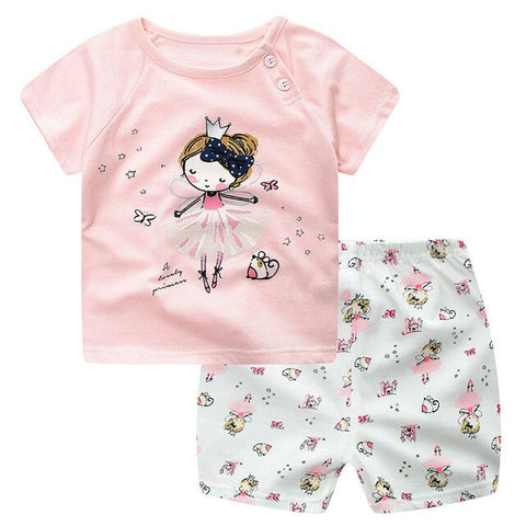 100% Cotton Children's Sets Infant Kids Boys Clothes Children Clothing Sets Summer Baby Girls Clothes Cute Animal T-Shirt+Shorts