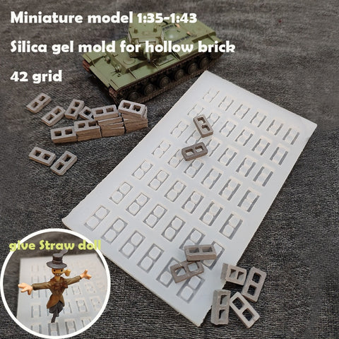 Miniature model  1:35-1:43  Silica gel mold for hollow brick  42 grid  Sand table building model materials