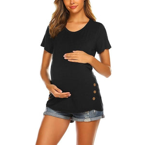 Clothes for pregnant women new short sleeve side button tunic nursing tops for breastfeeding pregnancy clothes t shirt