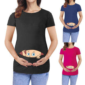 TELOTUNY Fashion Cartoon 3D Print Pregnant Maternity t shirts Women Casual Pregnancy Clothes For Pregnant Women summer shirts