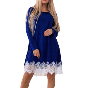 ENXI Long-sleeved Stitching Dress Maternity Clothes Autumn And Winter New Women's O-neck Long Sleeve Pregnancy Dress Dress Robe