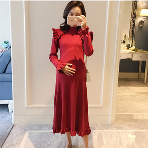 Pregnant women's winter dresses knitting pregnancy long sleeve plus size sweatshirt dress clearance sale dresses for women