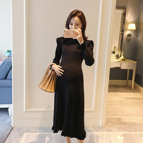 Pregnant women's winter dresses knitting pregnancy long sleeve plus size sweatshirt dress clearance sale dresses for women