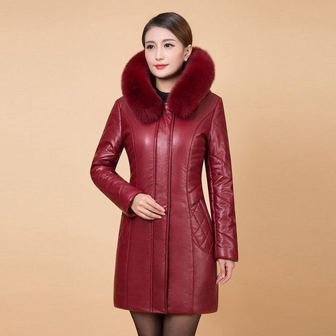 New winter women's down jacket High imitation fur leather plus size overcoats maternity clothing pregnancy jacket warm clothing