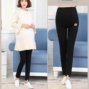 Plus Velvet Thickening Autumn Winter Maternity Leggings Cotton Pregnancy Pants Adjusting Button Hold Pregnant Women's Abdomen