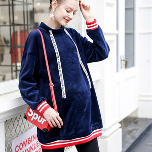 Women'S Maternity Nursing Winter Warm O-Neck Letters Sweatshirt Winter Pregnancy Dress Outwear Tops Vestido Embarazada