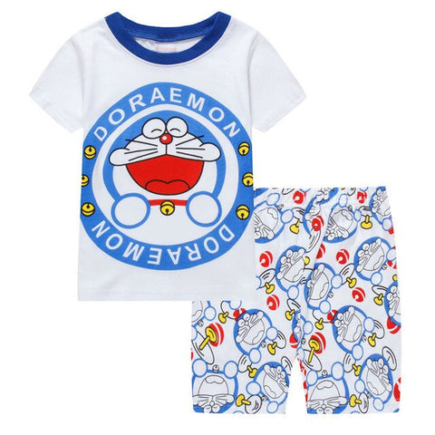 2019 Homewear Pajamas Cartoon Cotton Cute Japanese Doraemon Baby Boy T-shirt Shorts Kid Clothing Summer Children Pajamas Sets