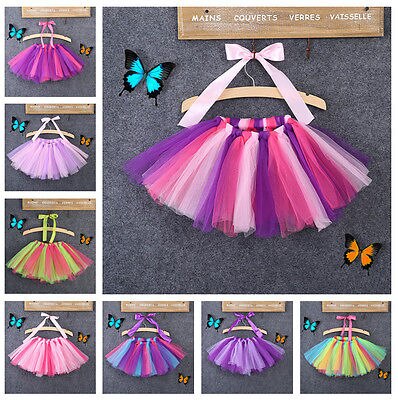 Fashion Baby Kids Skirts 0-8Y Kids Baby Girls' Bowknot RAINBOW Tutu Dancing Skirt Princess Party Colorful Clothing