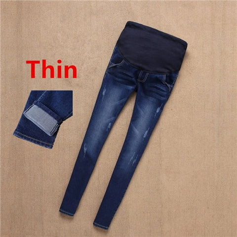 Maternity Jeans For Pregnant Women Pregnancy Winter Warm Jeans Pants Maternity Clothes For Pregnant Women Nursing Trousers