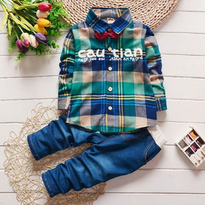 2017 Spring Kids Warm Kids Costumes Set Boy Children's Fashion Plaid Suit Boys Clothes Baby Kids Clothing Sets Boy Outfits Brand