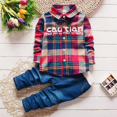 2017 Spring Kids Warm Kids Costumes Set Boy Children's Fashion Plaid Suit Boys Clothes Baby Kids Clothing Sets Boy Outfits Brand