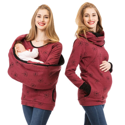 Maternity Nursing Hoodie Winter Pregnancy Clothes For Pregnant Women Breastfeeding Hooded Tops T Shirt Autumn Lactation Clothing