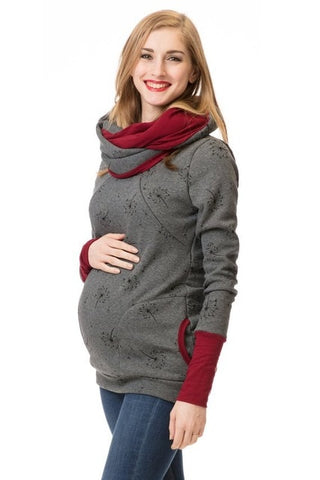 Maternity Nursing Hoodie Winter Pregnancy Clothes For Pregnant Women Breastfeeding Hooded Tops T Shirt Autumn Lactation Clothing