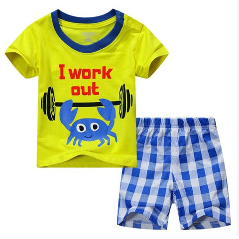 Children clothing suits for boys set children's sports suits Summer short sleeves T-shirt+shorts Set for kids clothes for retail