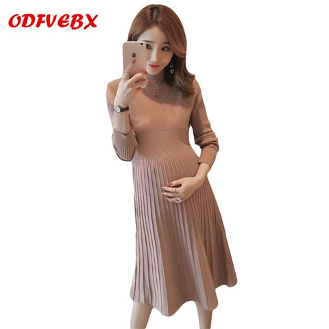 Autumn winter maternity sweater dresses female fashion stretch slim knitted dress women's pregnancy period bottom dress ladies