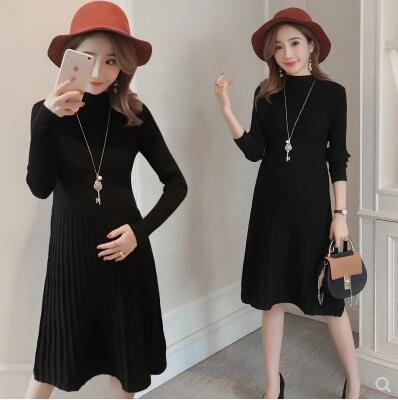 Autumn winter maternity sweater dresses female fashion stretch slim knitted dress women's pregnancy period bottom dress ladies