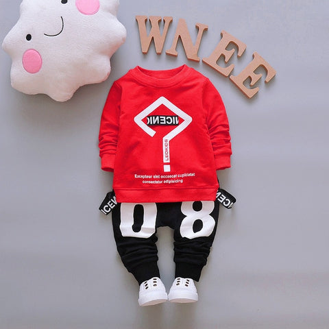 2019 New Spring Baby Boys Tracksuit Kids Long Sleeve Top Leisure Streamers Pants 2pcs Children Clothing Infant Sets Sport Suits