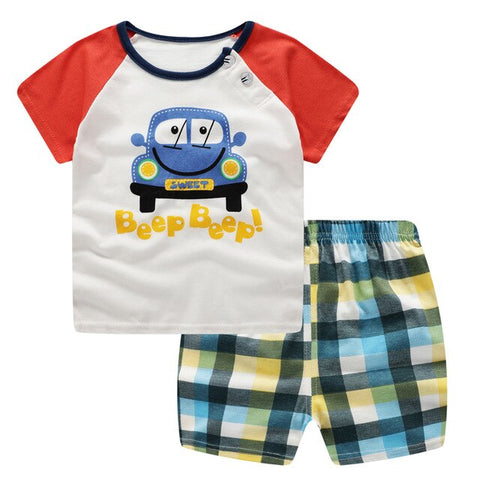 100% Cotton Children's Sets Infant Kids Boys Clothes Children Clothing Sets Summer Baby Girls Clothes Cute Animal T-Shirt+Shorts