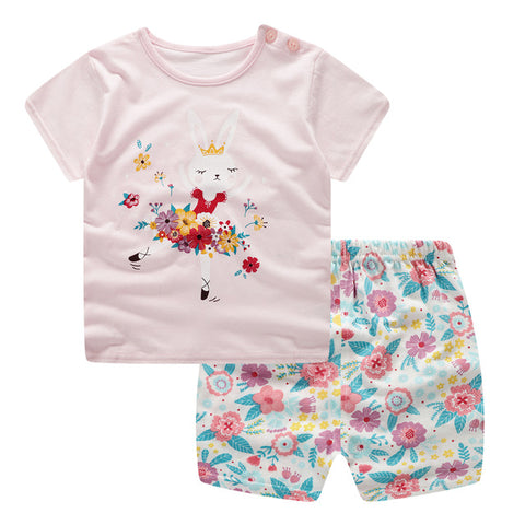 100% Cotton Children's Sets Infant Kids Boys Clothes Children Clothing Sets Summer Baby Girls Clothes Cute Animal T-Shirt+Shorts