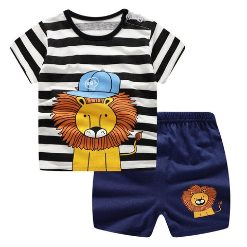 100% Cotton Children's Sets Infant Kids Boys Clothes Children Clothing Sets Summer Baby Girls Clothes Cute Animal T-Shirt+Shorts