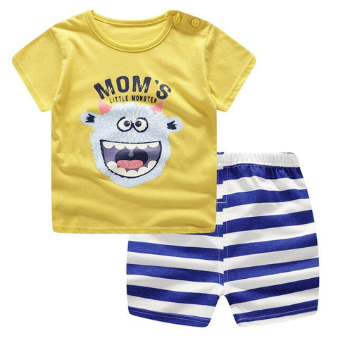 100% Cotton Children's Sets Infant Kids Boys Clothes Children Clothing Sets Summer Baby Girls Clothes Cute Animal T-Shirt+Shorts