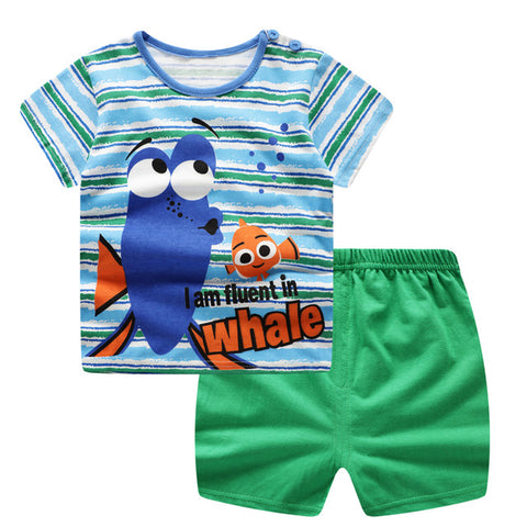 100% Cotton Children's Sets Infant Kids Boys Clothes Children Clothing Sets Summer Baby Girls Clothes Cute Animal T-Shirt+Shorts