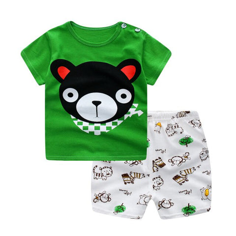 100% Cotton Children's Sets Infant Kids Boys Clothes Children Clothing Sets Summer Baby Girls Clothes Cute Animal T-Shirt+Shorts