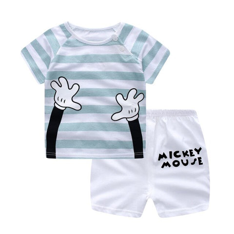 100% Cotton Children's Sets Infant Kids Boys Clothes Children Clothing Sets Summer Baby Girls Clothes Cute Animal T-Shirt+Shorts