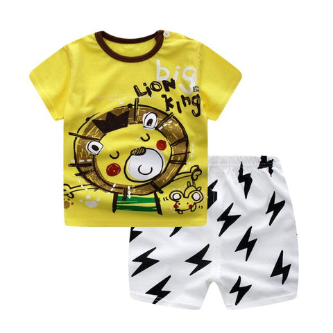 100% Cotton Children's Sets Infant Kids Boys Clothes Children Clothing Sets Summer Baby Girls Clothes Cute Animal T-Shirt+Shorts