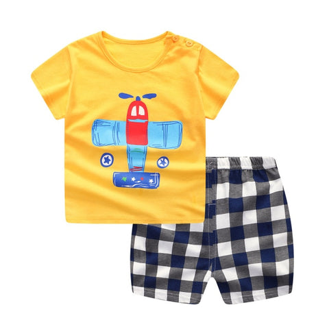 100% Cotton Children's Sets Infant Kids Boys Clothes Children Clothing Sets Summer Baby Girls Clothes Cute Animal T-Shirt+Shorts