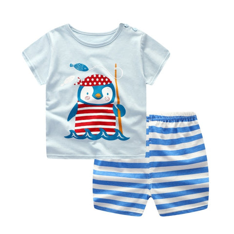 100% Cotton Children's Sets Infant Kids Boys Clothes Children Clothing Sets Summer Baby Girls Clothes Cute Animal T-Shirt+Shorts