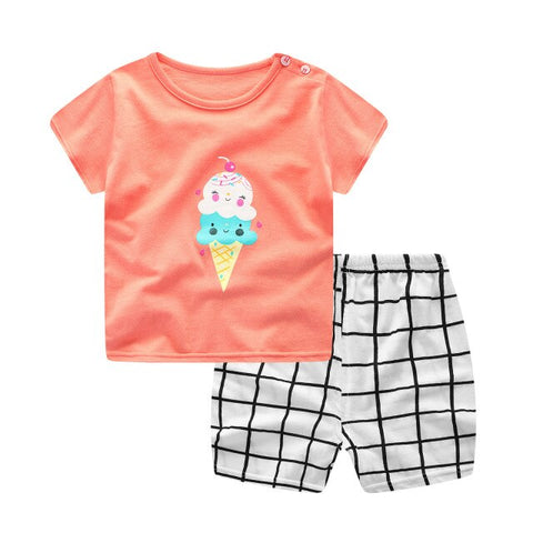 100% Cotton Children's Sets Infant Kids Boys Clothes Children Clothing Sets Summer Baby Girls Clothes Cute Animal T-Shirt+Shorts